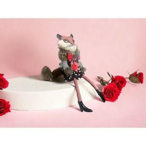 Mrs. Fox weighted shelf sitter plush toy by DEBI LILLY